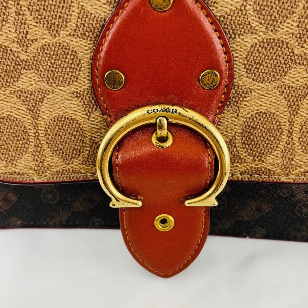 Coach Beat Shoulder Bag Signature Canvas Horse and Carriage Print Brown Ginger - Picture 10 of 14